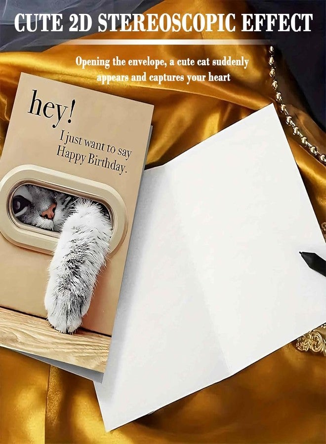 OFIFO® Creative Cat Birthday Card With Envelope 4.7x7 Inch, Cute Animal Mailbox Design Greeting Card For Friends, Family & Loved Ones, Premium Blank Writing Card For Birthday Wishes And Gift Giving - Image 3